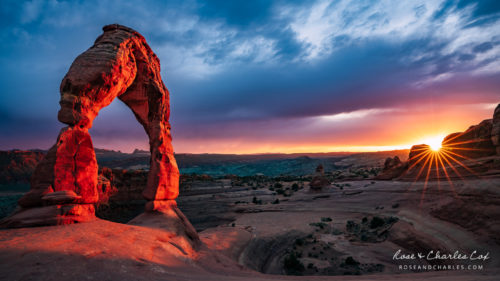Intense Red Delicate Arch Sunset in Arches National Park